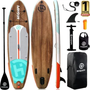 Highpi Inflatable Stand Up Paddle Board 11'x33''x6''W Premium SUP Accessories, Backpack, Wide Stance, Surf Control, Non-Slip Dec